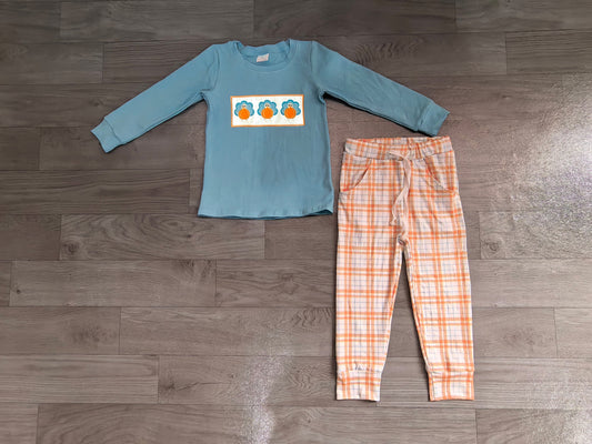 Pre order turkey embroidery shirt joggers boy outfit