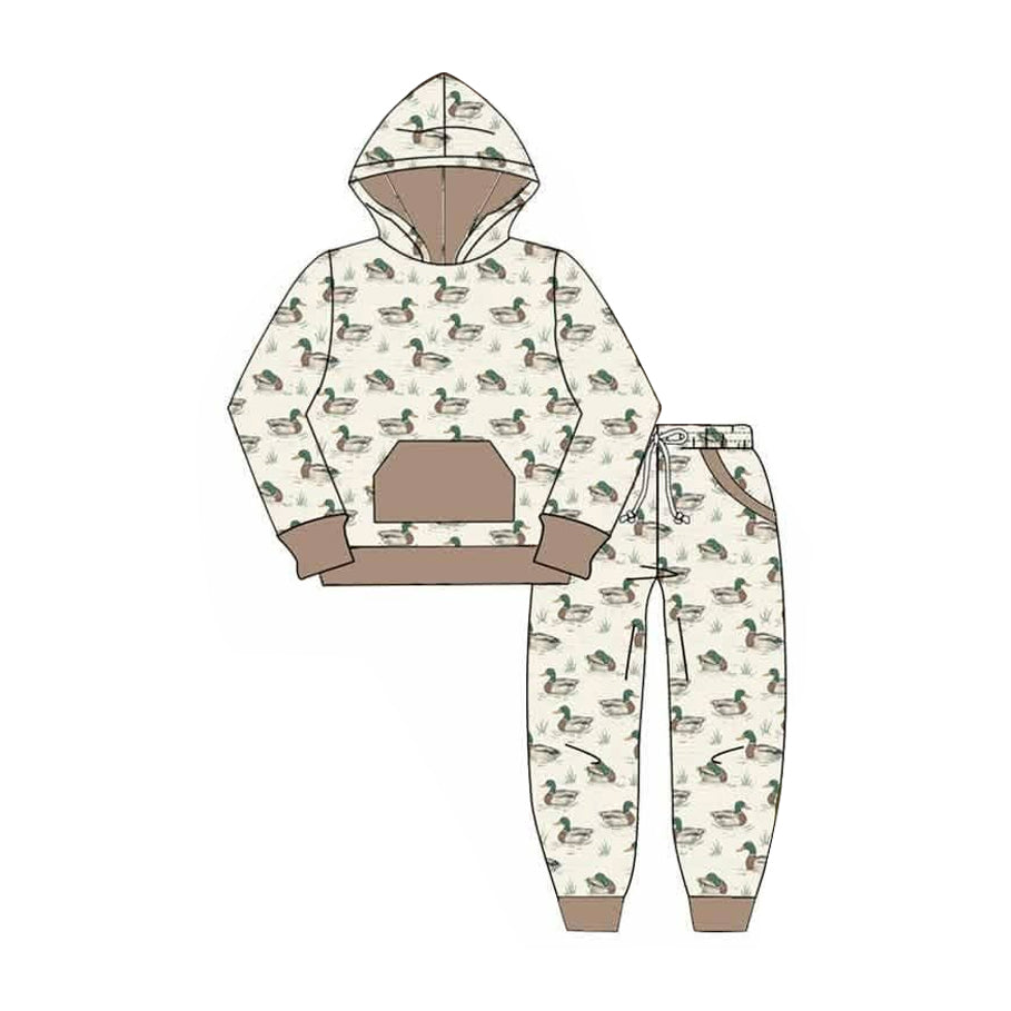 Pre order long sleeve duck print hooded joggers boy outfit