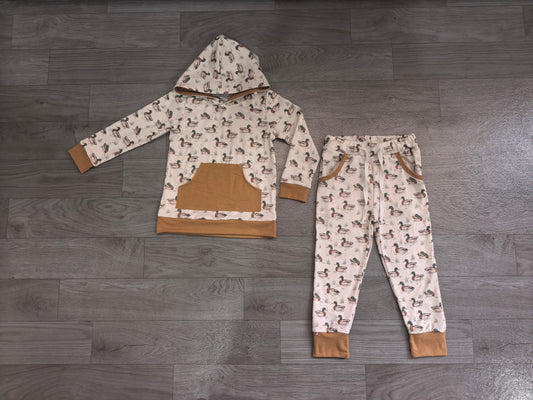Pre order long sleeve duck print hooded joggers boy outfit