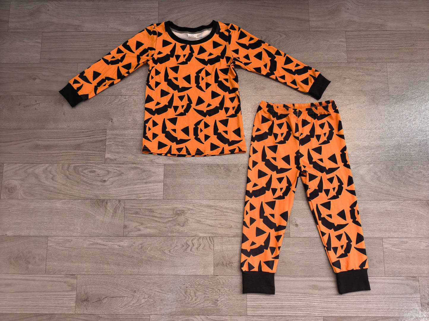 Pre order halloween pumpkin face girl pajamas set