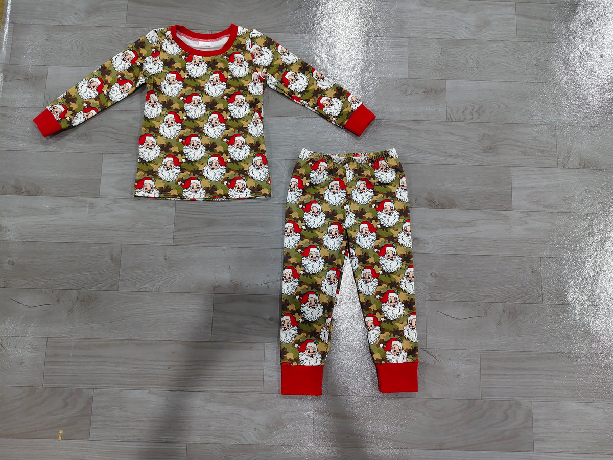 Pre order two pieces leopard santa pajamas for boy