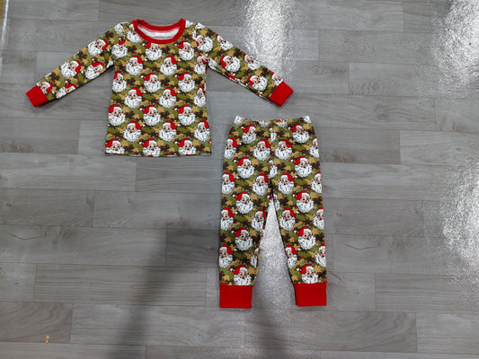 Pre order two pieces leopard santa pajamas for boy