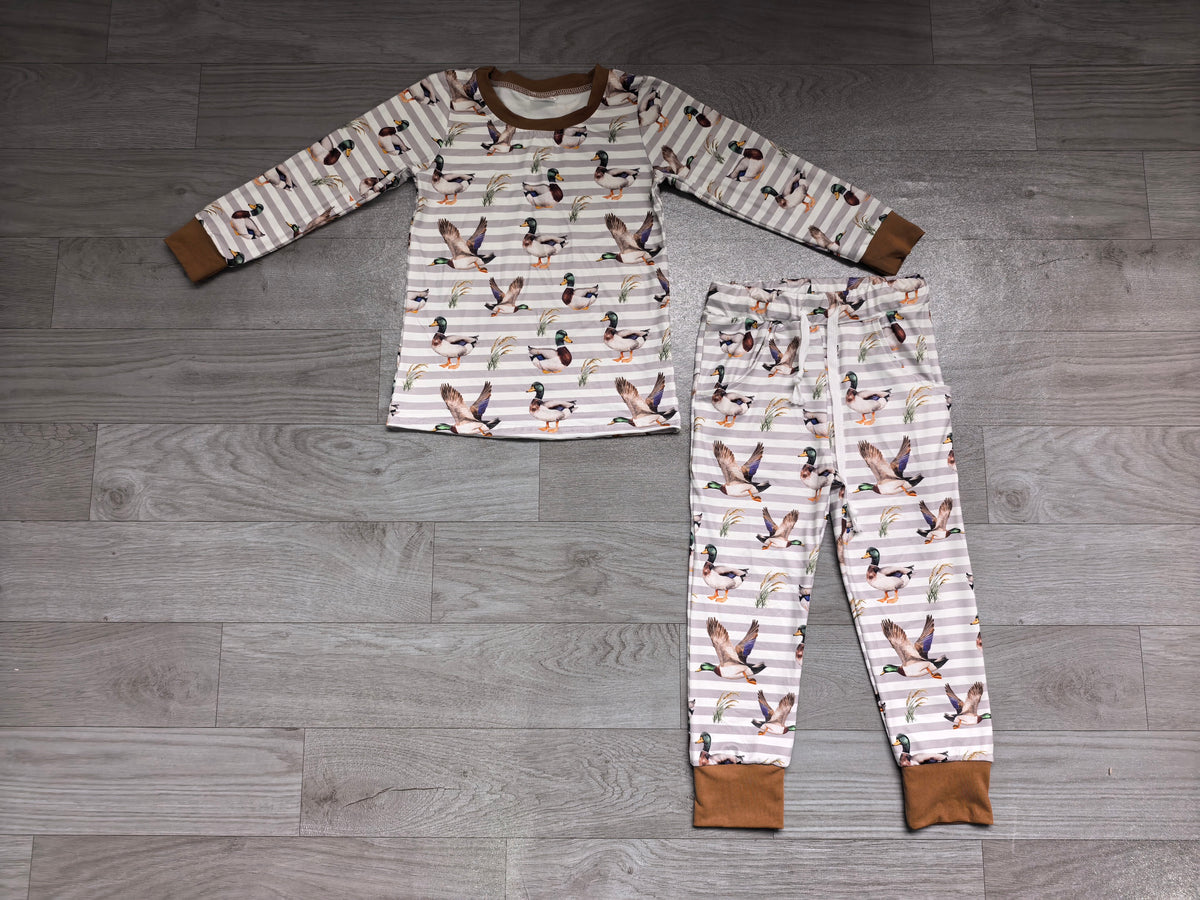 Pre order two pieces striped with mallard pajamas for boy
