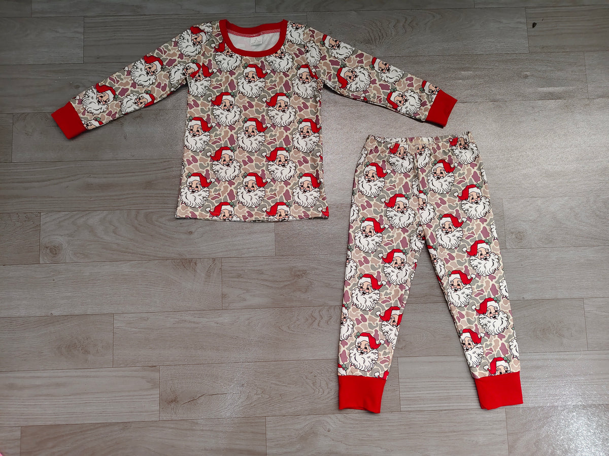 Pre order two pieces leopard santa pajamas for boy