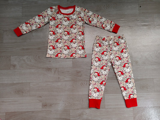 Pre order two pieces leopard santa pajamas for boy