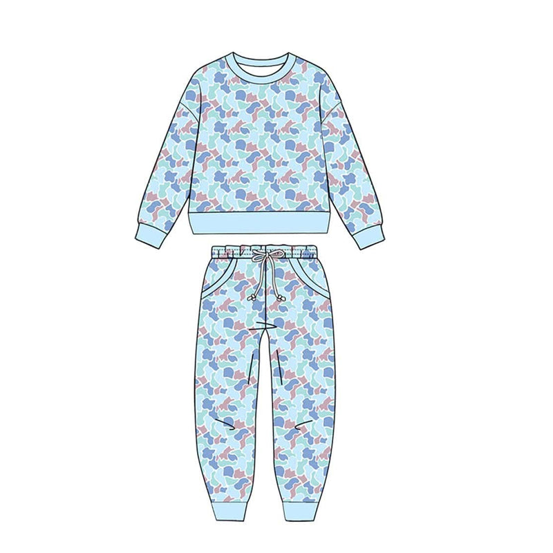 Pre order sibling blue camo and pink camo outfit