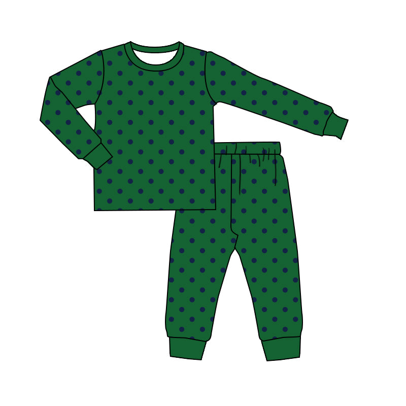 Pre order red green polka dots kids pajamas for Christmas