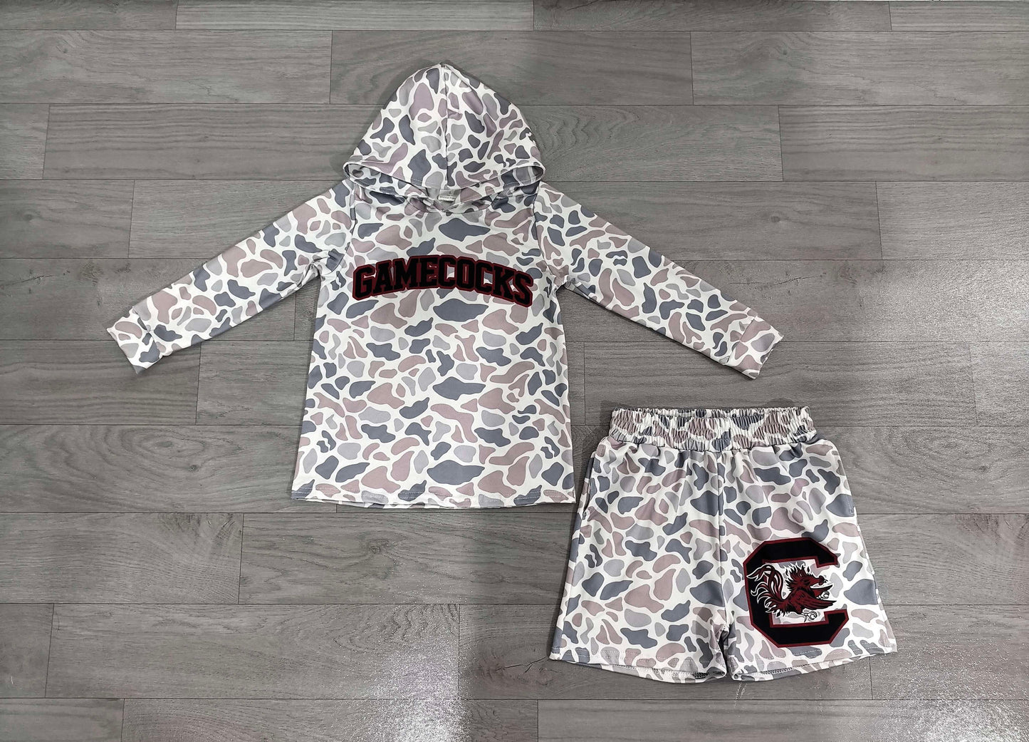 Custom order camo gamecocks long sleeve hoodie shorts set