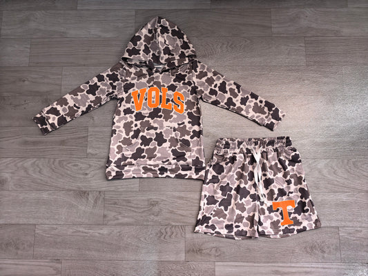Custom order camo vols long sleeve hoodie shorts set