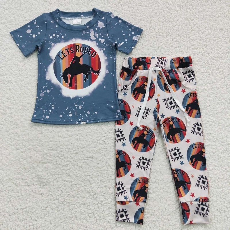 BSPO0111 Baby Boys Riding Short Sleeve Beige Trouser Set D 5.15