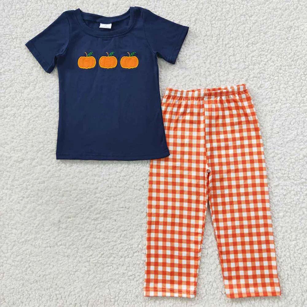 Sibling Baby Boys Dogs Pumpkin Tops Pants Outfits Clothes Sets  D 6.26