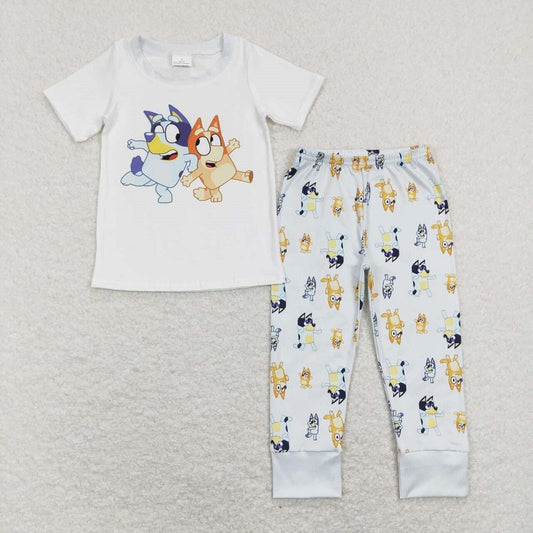 BSPO0265 Cartoon white short sleeve blue pants suit