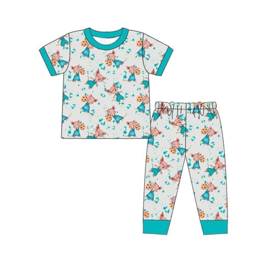 presale BSPO0358 Cartoon Mouse Biscuit Short Sleeve Long Pants Pajama Set
