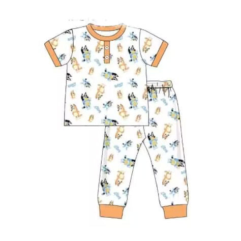 presale BSPO0364 Orange and white short-sleeved trousers pajama set