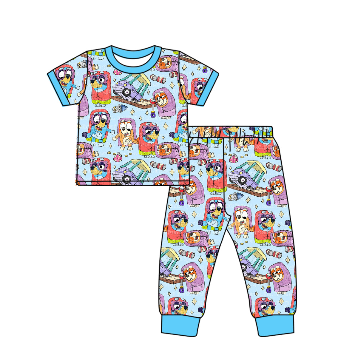 presale BSPO0383 Blue short-sleeved trousers pajama set