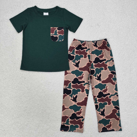 BSPO0413 Duck camouflage pocket army green short-sleeved trousers suit