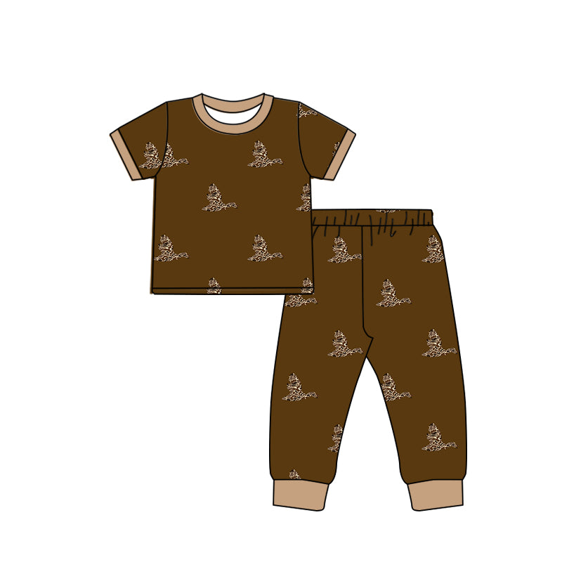 presale BSPO0442 Duck Brown Short Sleeve Pants Pajama Set