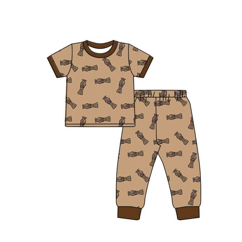 BSPO0444 Bamboo Camouflage bottle brown short-sleeved trousers pajama set