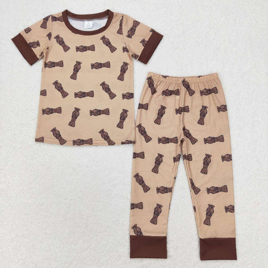 BSPO0444 Bamboo Camouflage bottle brown short-sleeved trousers pajama set