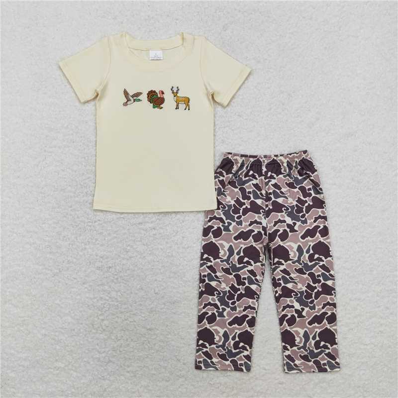 Duck Turkey Deer Embroidery Camo Print Sibling Hunting Matching Clothes  D 3.29