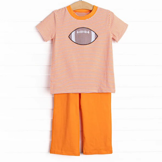 presale BSPO0469 Rugby Orange Striped Short Sleeve Pants Suit 2024 7.22