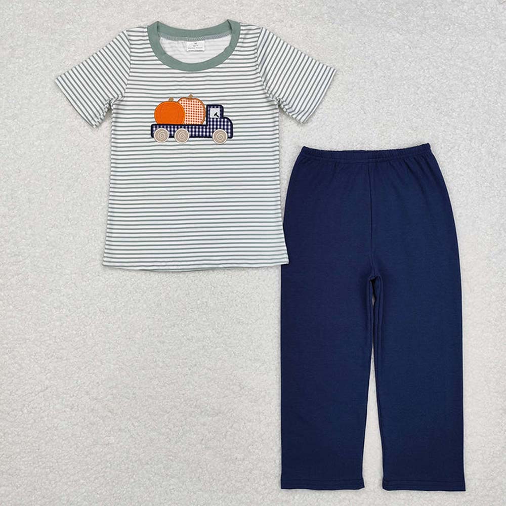 Sibling Baby Boys Pumpkins Truck Pumpkin Rompers Clothes  D 6.26