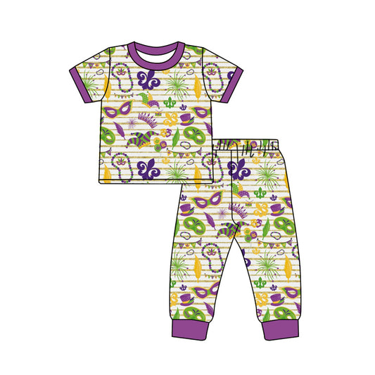 presale BSPO0474 Green mask purple hat short-sleeved trousers suit   2024 7.27