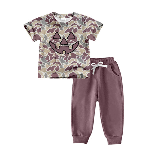 presale BSPO0481  Halloween Face Camouflage Short Sleeve Pants Set 2024 8.24