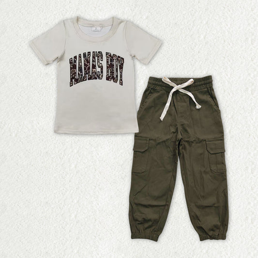 BSPO0486 Baby Mama's Boy Camo Hunting Green Cargo Pants Clothes Sets