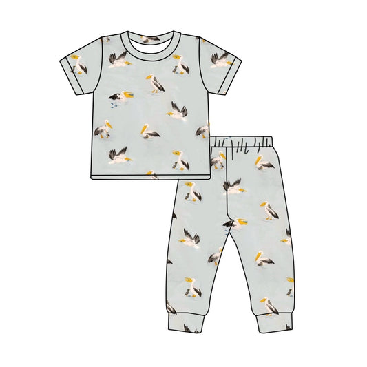 presale BSPO0491 Bird blue short-sleeved long pants pajama set   2024 9.10