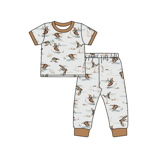 presale BSPO0493 Duck Brown White Short Sleeve Long Pants Pajama Set  2024 9.13