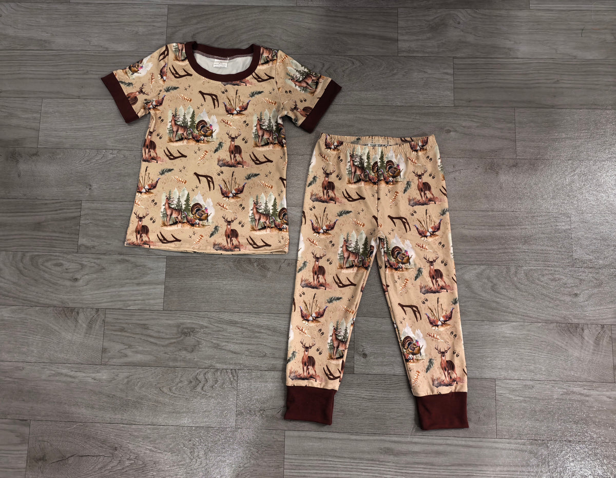 Pre order short sleeve two pieces turkey deer pajama set