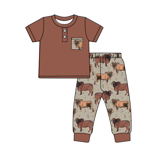 presale BSPO0500 Alpine Bull Head Pocket Brown Short Sleeve Long Pants Set 2024 10.9