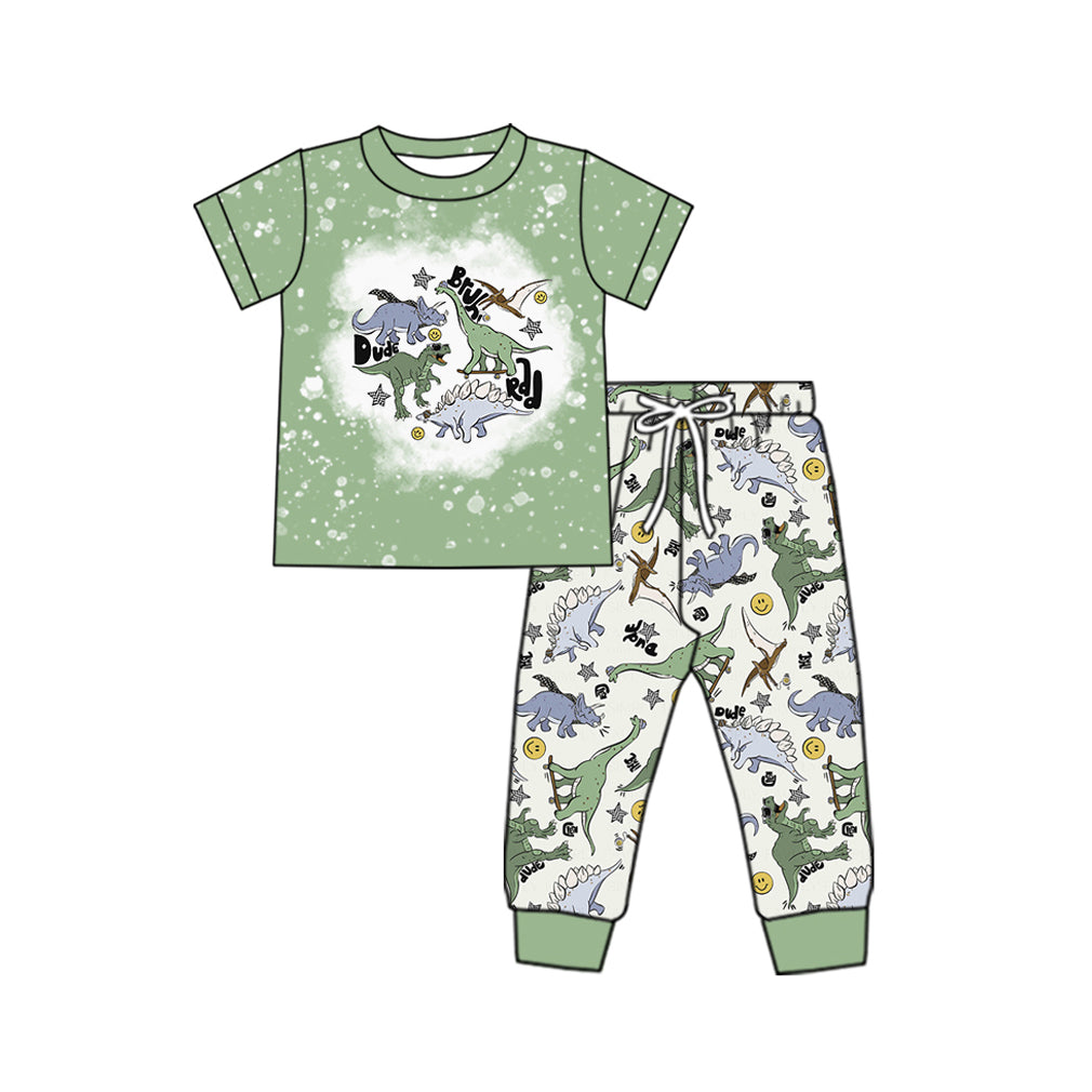 presale  BSPO0533  Dinosaur Star Green Short Sleeve Long Pants Suit   2024 11.22