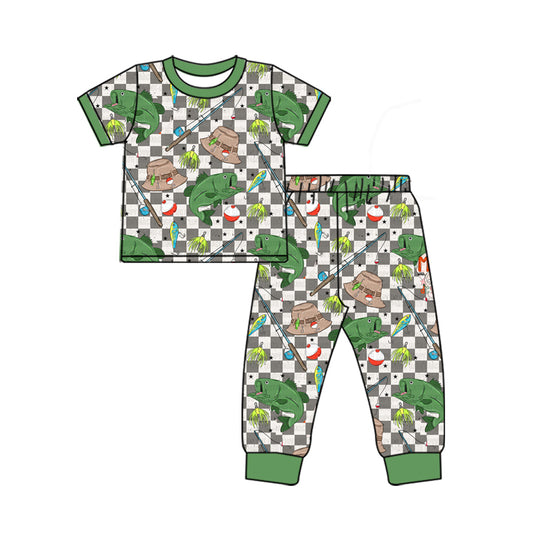 presale BSPO0538 Baby Boys Checkered Fishing Shirt Pants Pajamas Clothes Sets 2024 11.26