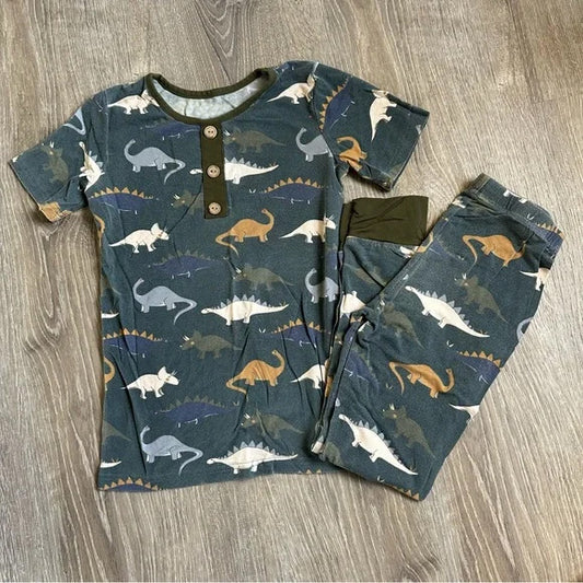 presale BSPO0542 Dinosaur dark green short-sleeved long pants pajama set  2024 11.28
