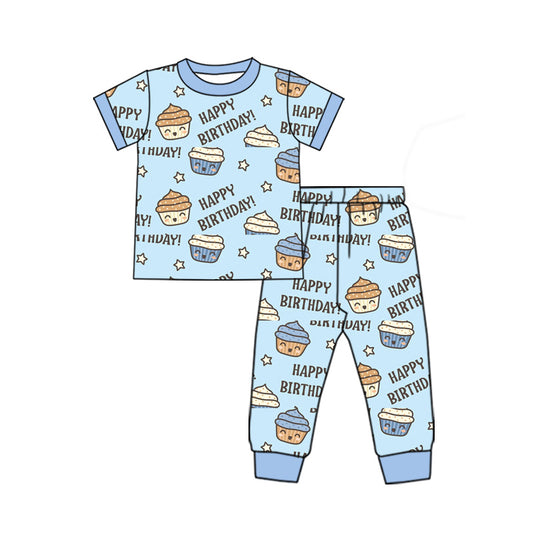 presale BSPO0545 Cake Star Blue Short Sleeve Long Pants Pajama Set 2024 11.30