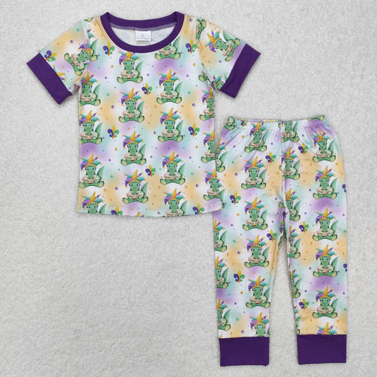 BSPO0547 Carnival Crocodile Purple Short Sleeve Long Pants Pajama Set