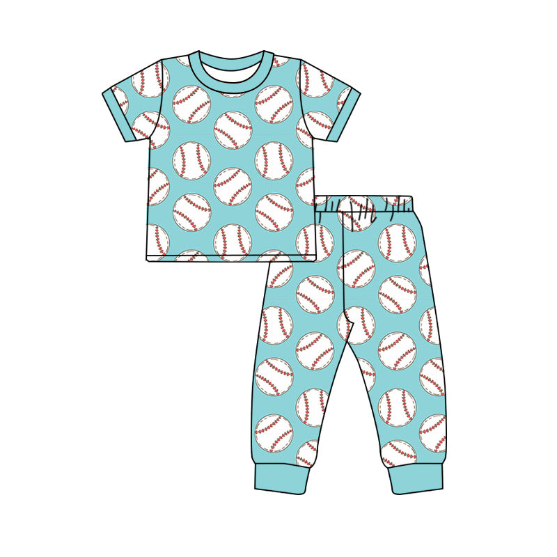 presale BSPO0548 Baseball blue short-sleeved long pants pajama set  2024.12.9