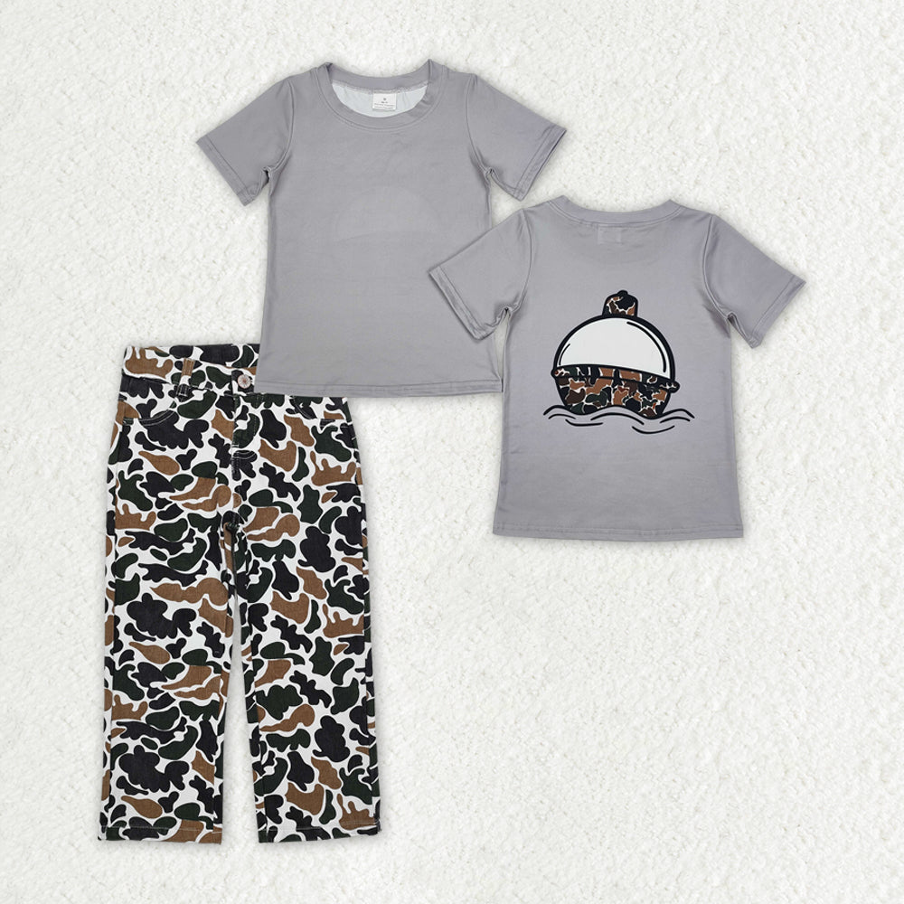BSPO0549 Boys Fishing Shirt Camouflage Denim Jeans Pants Clothes Sets