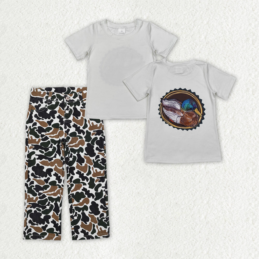 BSPO0550 Boys Duck Shirt Camouflage Denim Jeans Pants Clothes Sets