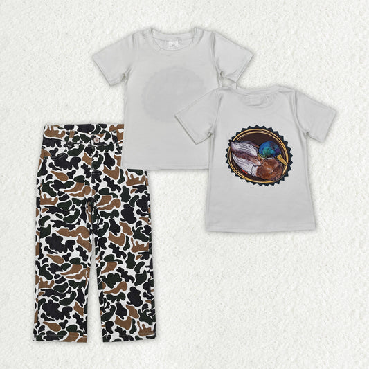 BSPO0550 Boys Duck Shirt Camouflage Denim Jeans Pants Clothes Sets