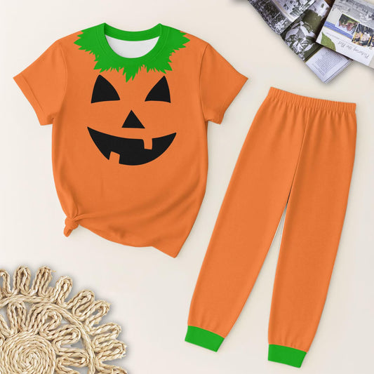presale BSPO0579 Baby Boys Short Sleeves Ghost Pumpkin Top Legging Pant Pajamas Set D 7.4