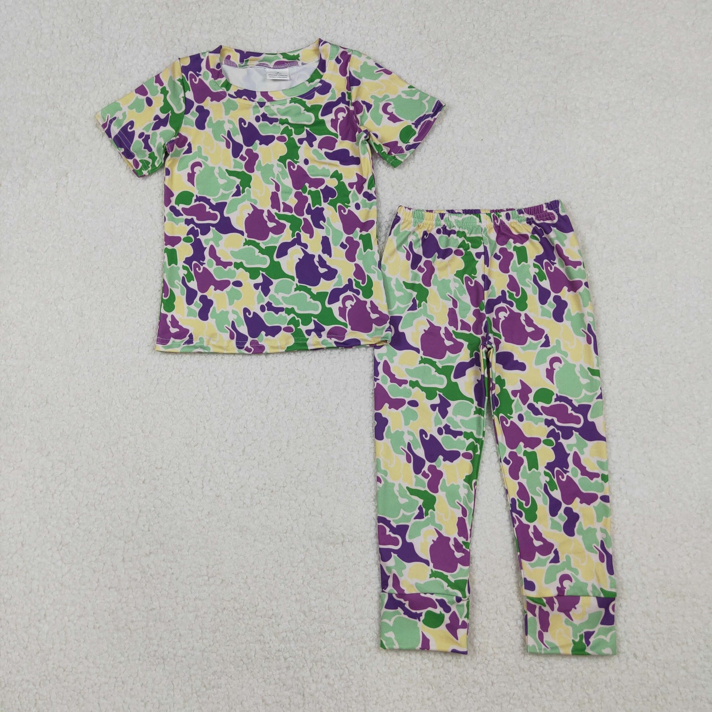 BSPO0584  Baby Boys Mardigras Camo Short Sleeve Pant Pajamas Sets D 1023