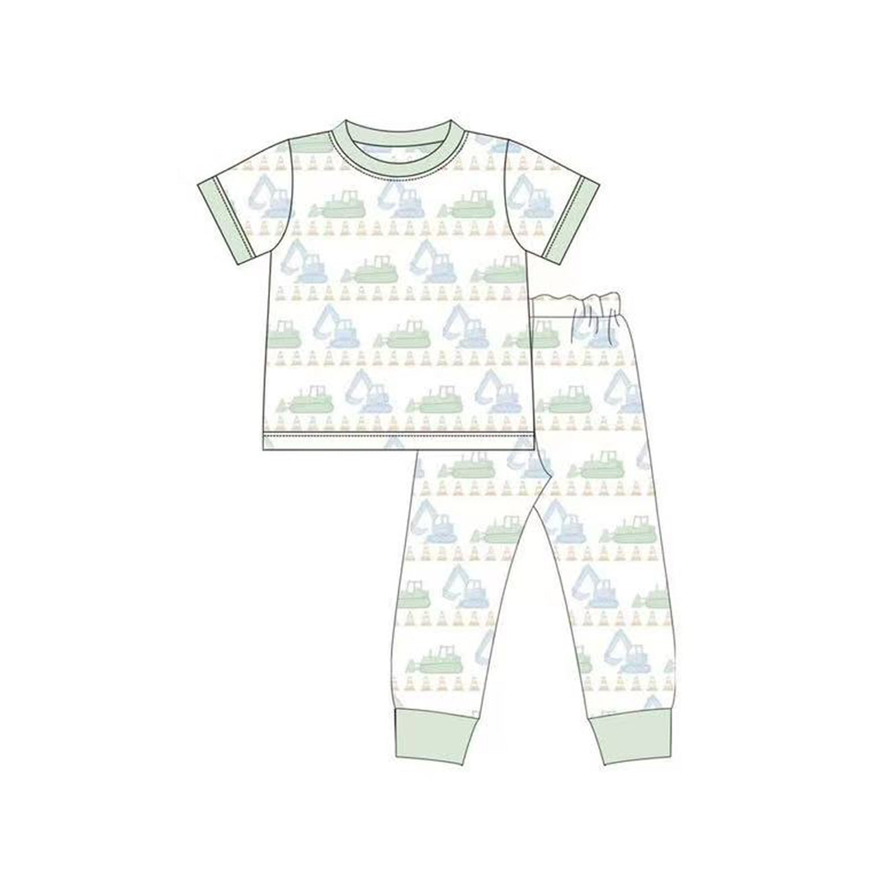presale BSPO0609 Baby Boys Excavators Tractors Top Pants Pajamas Sets  D 1007