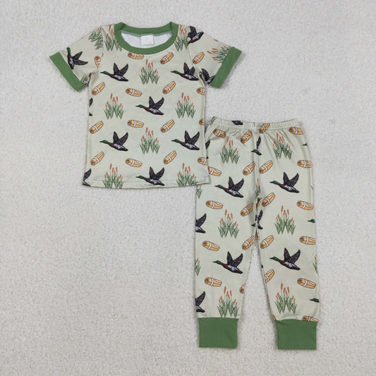 Baby Boys Green Ducks Calls Hunting Pajamas Set Top Pants Sleepwear for Infants
