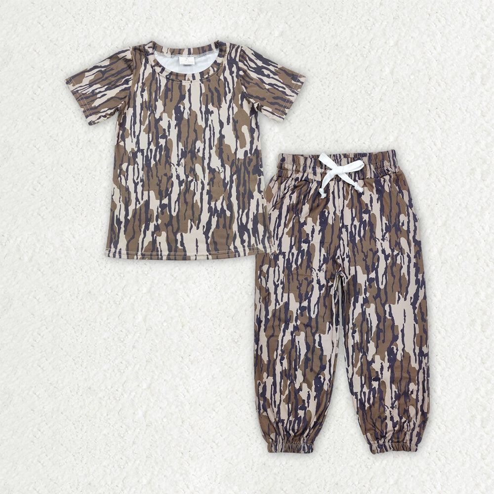 Baby Boys Southern Olive Camo Print Top with Pockets Matching Jogger Pants Baby Boys Outfit Set