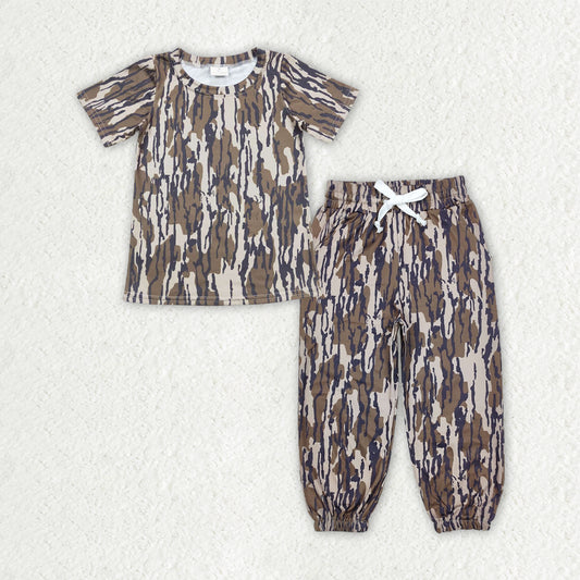 Baby Boys Southern Olive Camo Print Top with Pockets Matching Jogger Pants Baby Boys Outfit Set