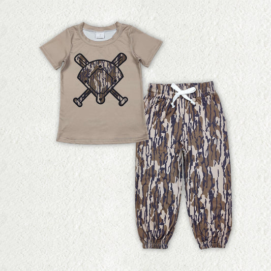 Baby Boys Southern Olive Camo Baseball Top with Pockets Jogger Pants Team Clothing Set Baby Outfit Set