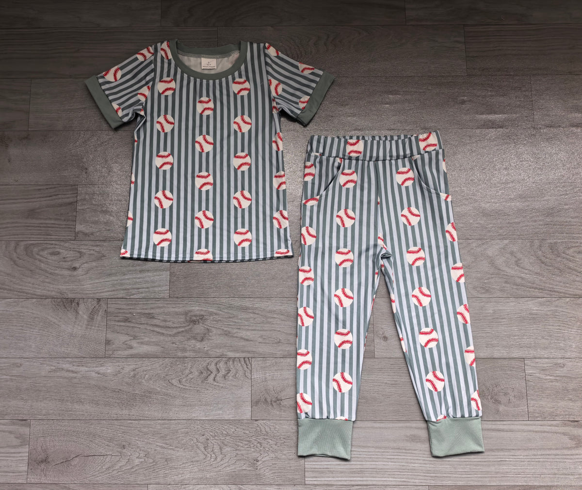 Pre order short sleeve baseball and striped joggers set